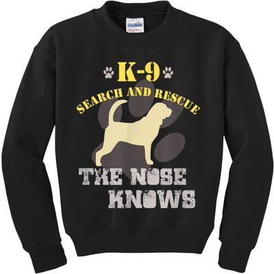K9 Search & Rescue Dog Team Bloodhound Tracking SAR K9 Kids Sweatshirt