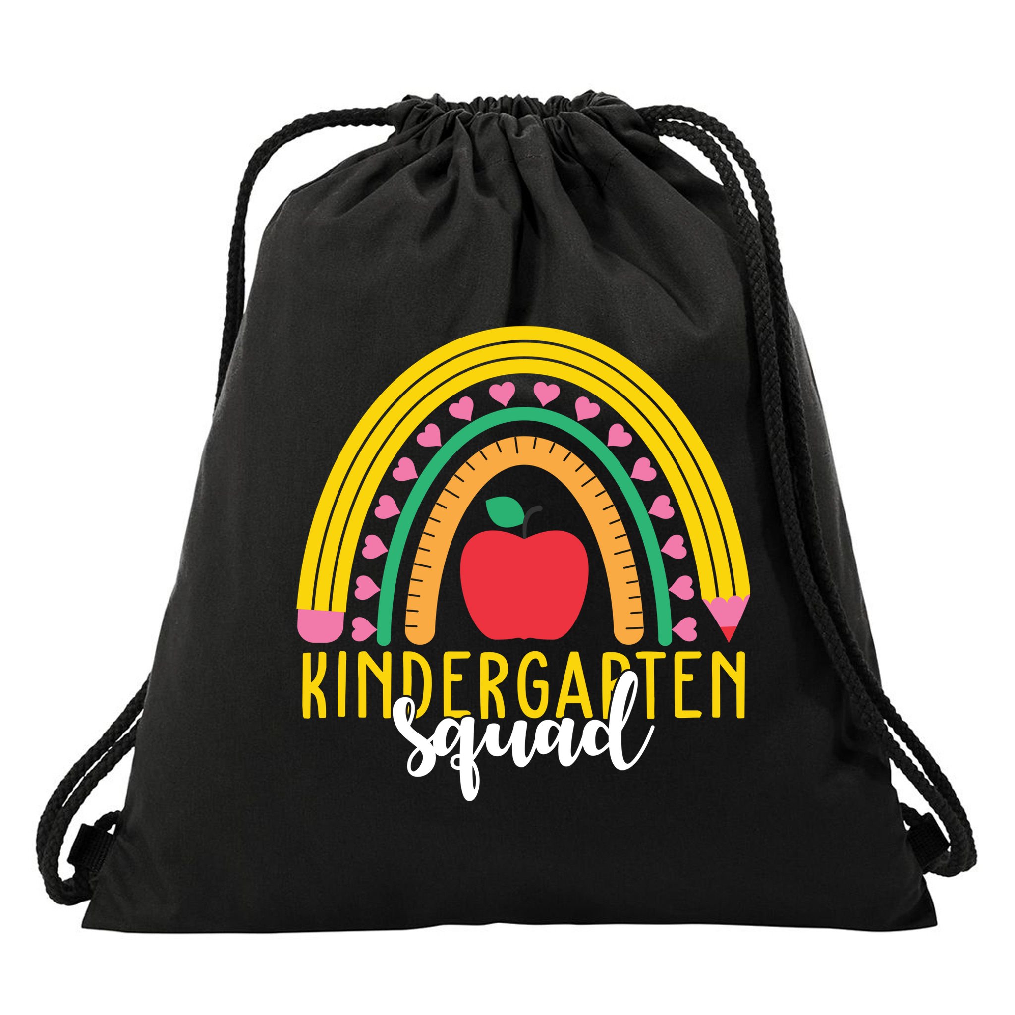 Kindergarten Squad Rainbow Education Drawstring Bag