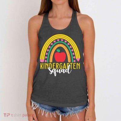 Kindergarten Squad Rainbow Education Women's Knotted Racerback Tank
