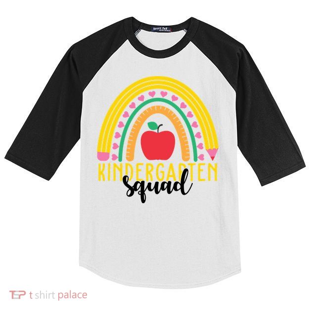 Kindergarten Squad Rainbow Education Kids Colorblock Raglan Jersey