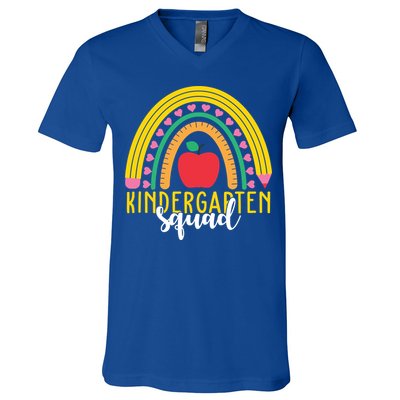 Kindergarten Squad Rainbow Education V-Neck T-Shirt