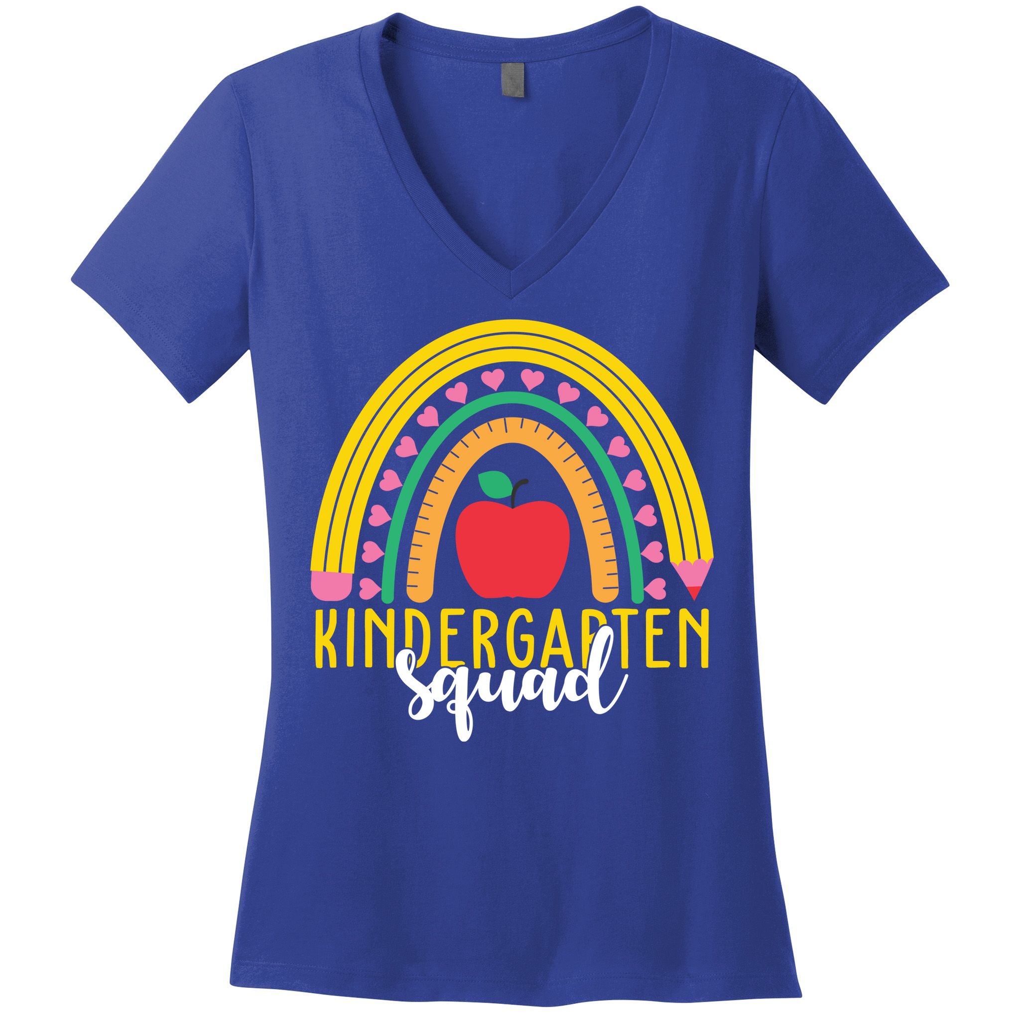 Kindergarten Squad Rainbow Education Women's V-Neck T-Shirt