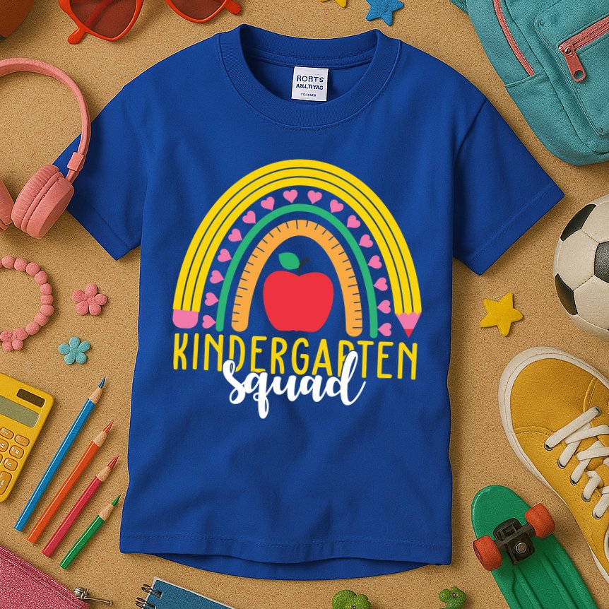 Kindergarten Squad Rainbow Education Kids T-Shirt