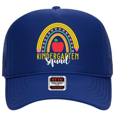 Kindergarten Squad Rainbow Education High Crown Mesh Back Trucker Hat