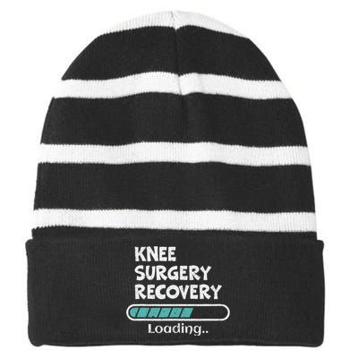 Knee Surgery Recovery Loading Replacement Survivor Knees Striped Beanie with Solid Band