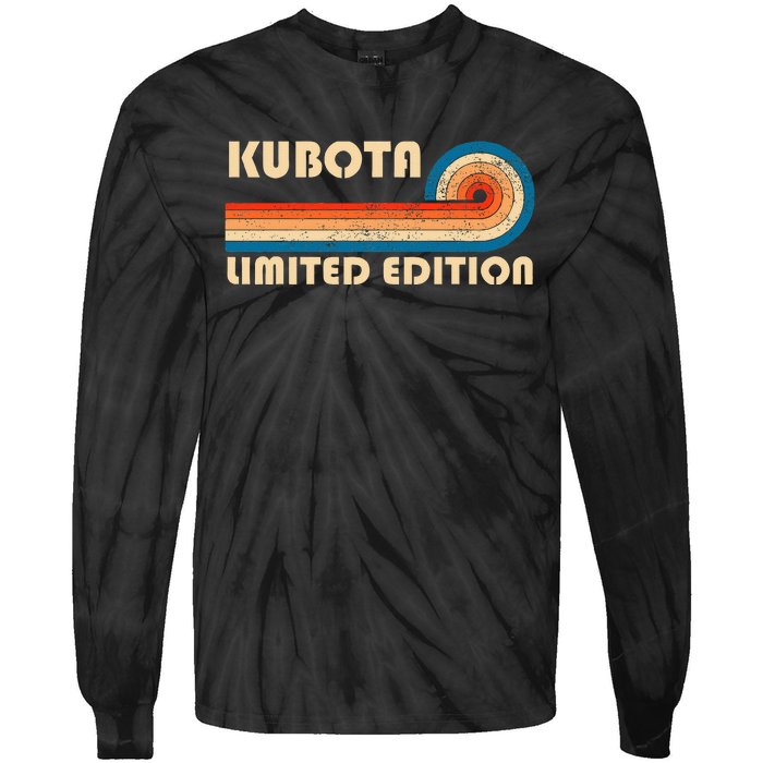 Kubota Surname Retro Vintage 80s 90s Birthday Reunion Tie-Dye Long Sleeve Shirt