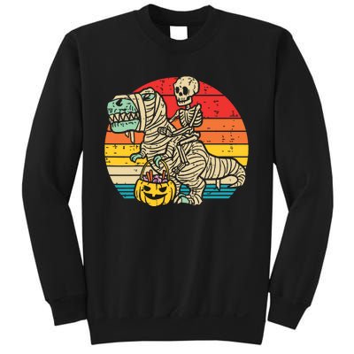 Kids Skeleton Riding Dino Mummy Retro Boy Halloween Sweatshirt