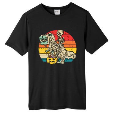 Kids Skeleton Riding Dino Mummy Retro Boy Halloween Tall Fusion ChromaSoft Performance T-Shirt