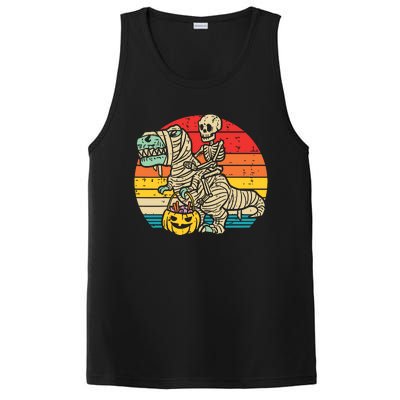 Kids Skeleton Riding Dino Mummy Retro Boy Halloween PosiCharge Competitor Tank