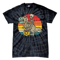 Kids Skeleton Riding Dino Mummy Retro Boy Halloween Tie-Dye T-Shirt