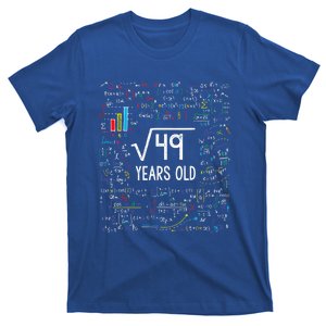 Square Root Of 49 7th Birthday 7 Year Old Funny Gift Math Bday Cool Gift T-Shirt