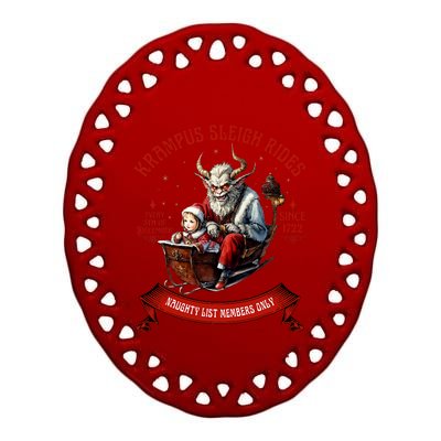 Krampus Sleigh Rides Merry Krampus Christmas Xmas Horror Ceramic Oval Ornament