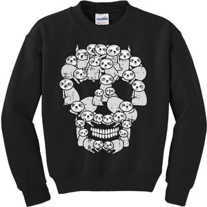 Kawaii Sloth Skull Skeleton Costume Funny Halloween Gift Kids Sweatshirt