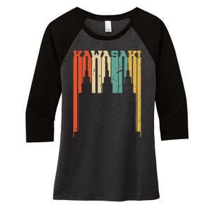 Kawasaki Skyline Silhouette Women's Tri-Blend 3/4-Sleeve Raglan Shirt