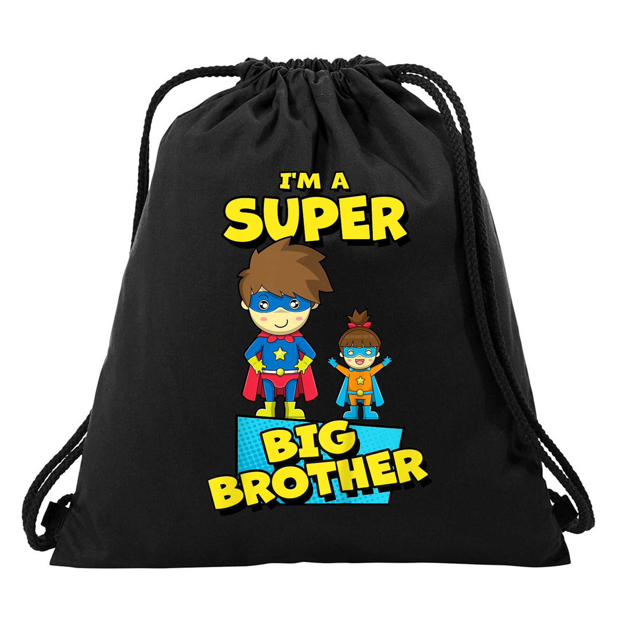 Kids SUPERHERO SUPER BIG BROTHER BIG BROTHER LITTLE SISTER Drawstring Bag