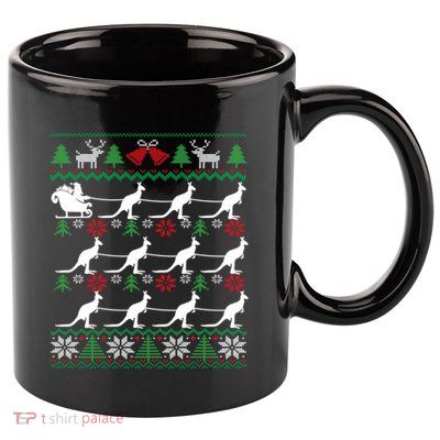 Kangaroo Santa Sleigh Funny Australian Ugly Christmas 11oz C Handle Ceramic Mug