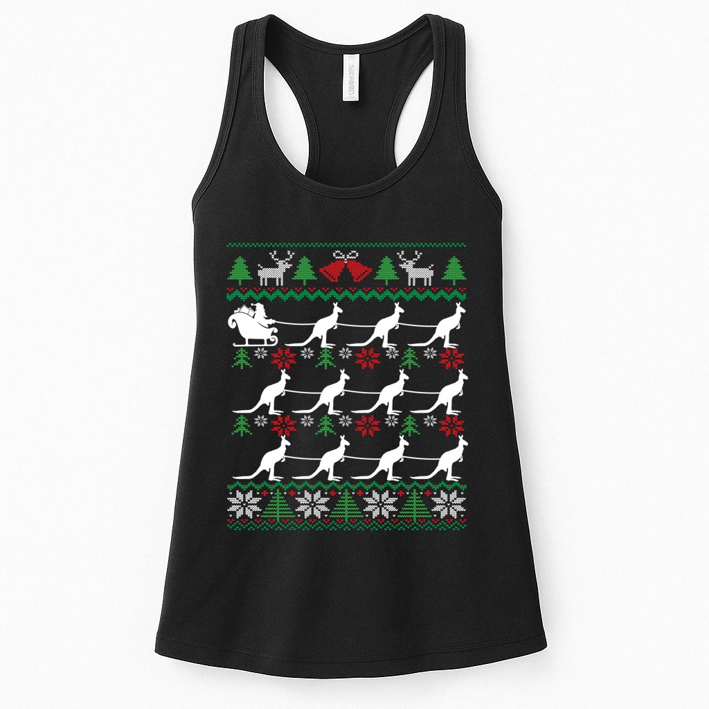 Kangaroo Santa Sleigh Funny Australian Ugly Christmas Womens Tank Top