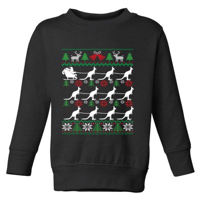 Kangaroo Santa Sleigh Funny Australian Ugly Christmas Toddler Sweatshirt