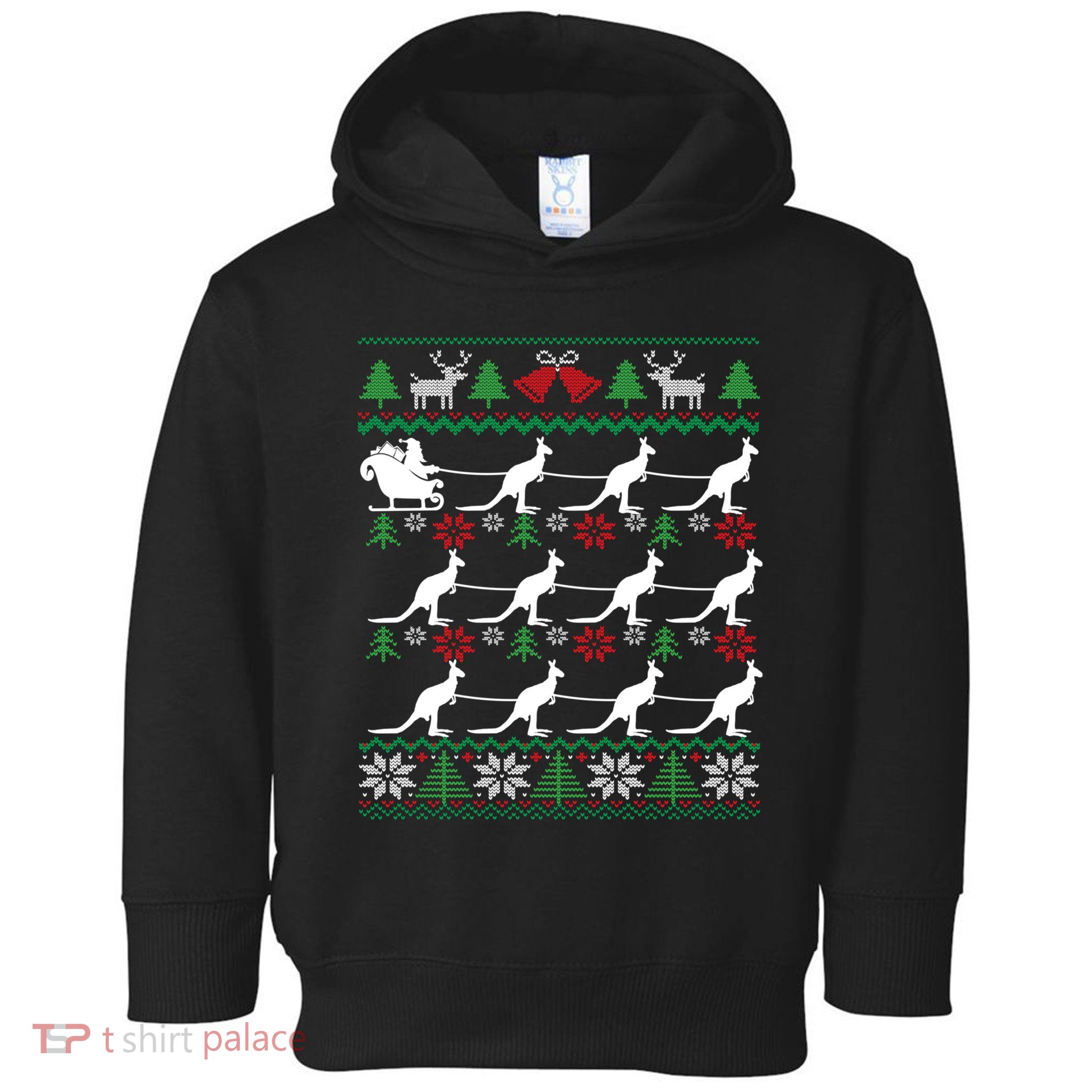 Kangaroo Santa Sleigh Funny Australian Ugly Christmas Toddler Hoodie