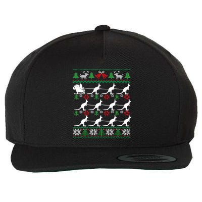Kangaroo Santa Sleigh Funny Australian Ugly Christmas Wool Snapback Cap