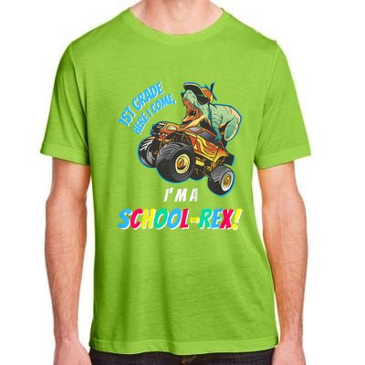 Kids School Starts First Grade Here I Come Dinosaur Monster Truck Adult ChromaSoft Performance T-Shirt