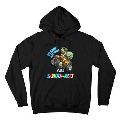 Kids School Starts First Grade Here I Come Dinosaur Monster Truck Hoodie