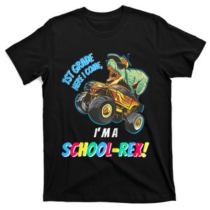 Kids School Starts First Grade Here I Come Dinosaur Monster Truck T-Shirt