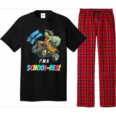 Kids School Starts First Grade Here I Come Dinosaur Monster Truck Pajama Set