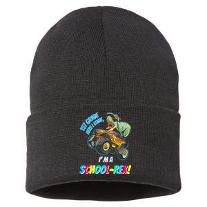 Kids School Starts First Grade Here I Come Dinosaur Monster Truck Sustainable Knit Beanie