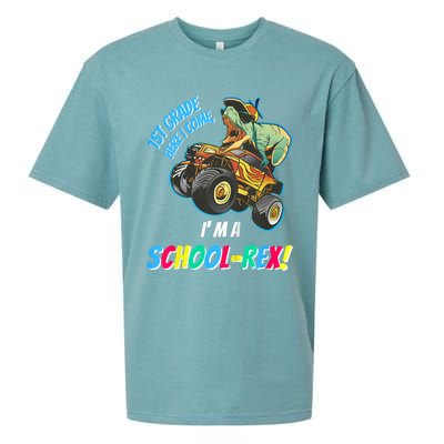 Kids School Starts First Grade Here I Come Dinosaur Monster Truck Sueded Cloud Jersey T-Shirt