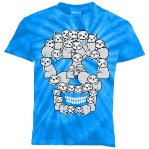 Kawaii Sloth Skull Skeleton Costume Funny Halloween Gift Kids Tie-Dye T-Shirt