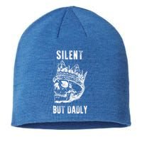 King Skull Silent But Dadly Fathers Day Dad Jokes Gift Sustainable Beanie