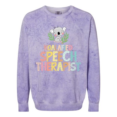 Koalafied Speech Therapist Cute Slp Therapy Koala Gift Colorblast Crewneck Sweatshirt