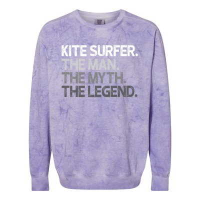 Kite Surfer The Myth Legend Gift Meaningful Gift Colorblast Crewneck Sweatshirt