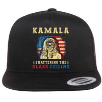 Kamala Shattering The Glass Ceiling Kamala Harris Flat Bill Trucker Hat