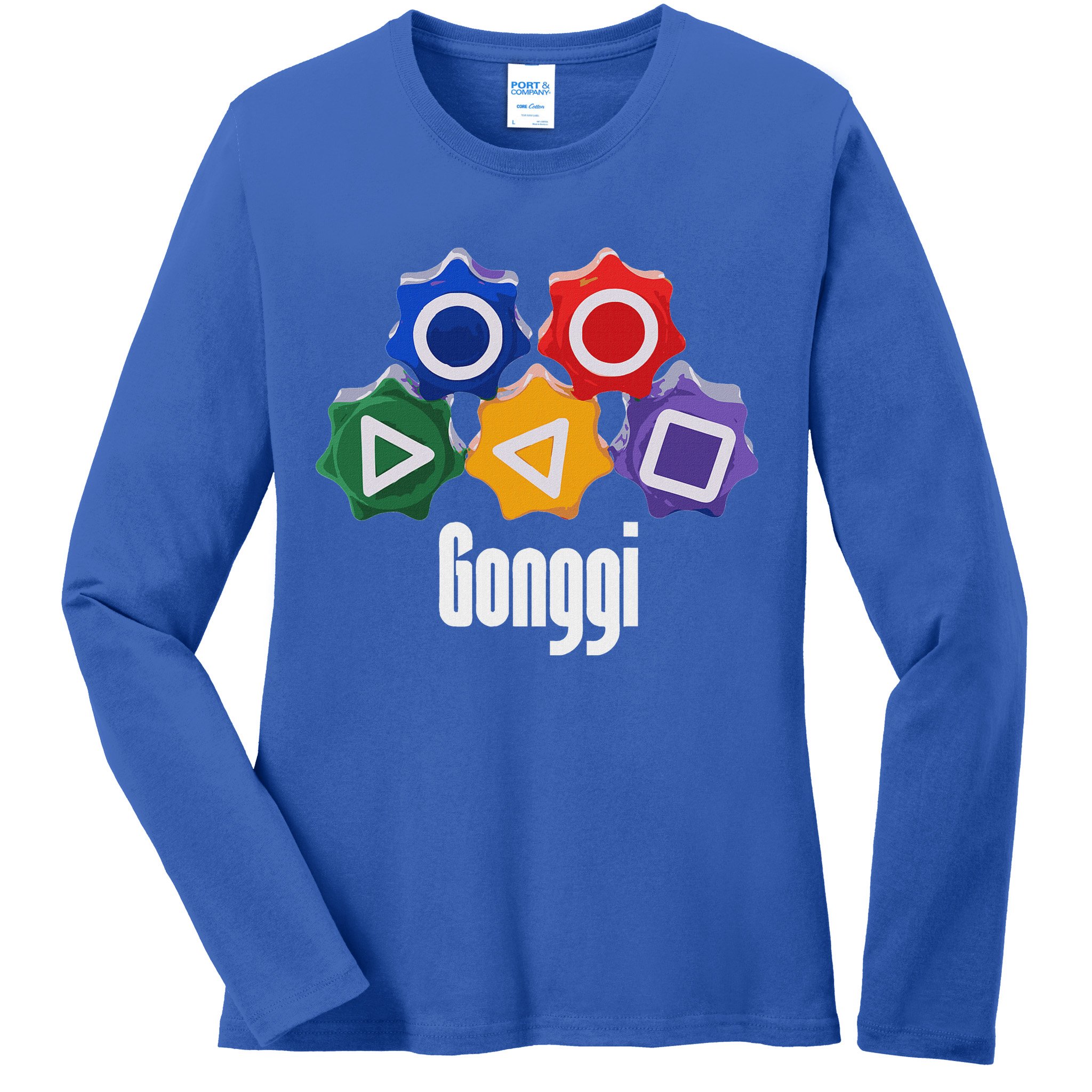 Korean Squid Traditional Game Catching Toy Gonggi Ladies Long Sleeve Shirt