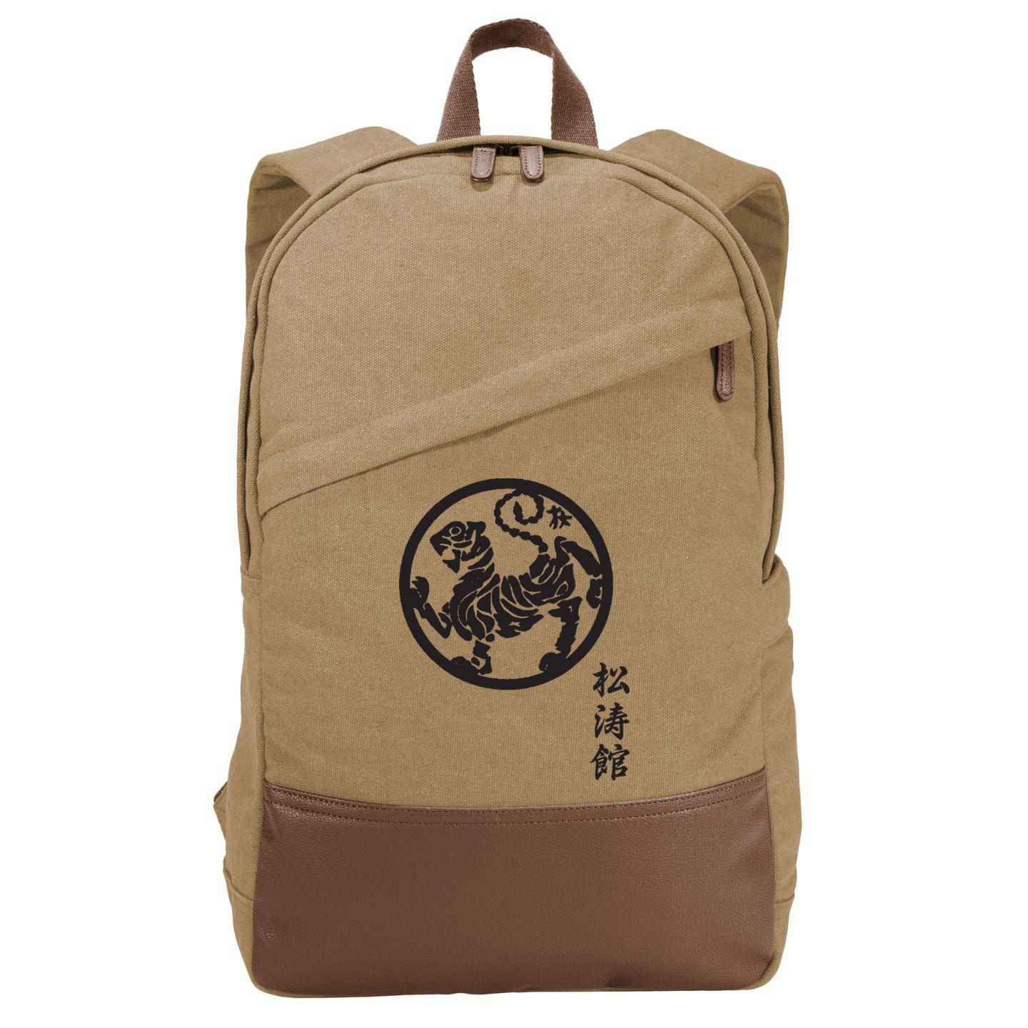 Karate Shotokan Tiger Martial Arts Shotokan Calligraphy Cotton Canvas Backpack