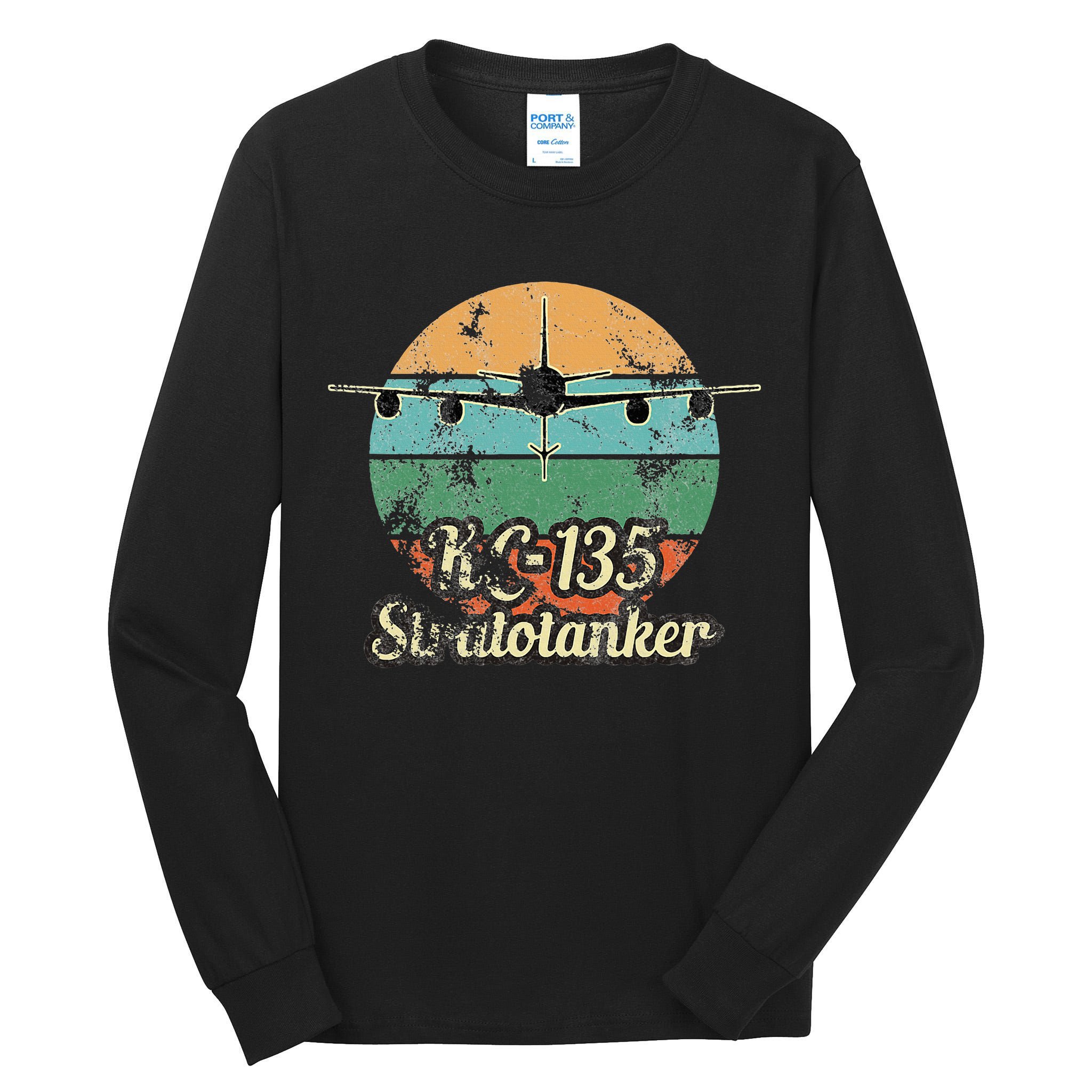 Kc135 Stratotanker Vintage Sunset Air Refueling Airplane Tall Long Sleeve T-Shirt