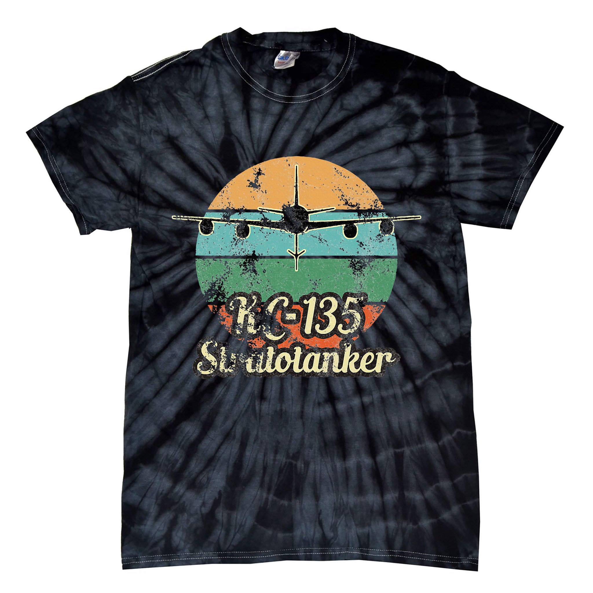 Kc135 Stratotanker Vintage Sunset Air Refueling Airplane Tie-Dye T-Shirt