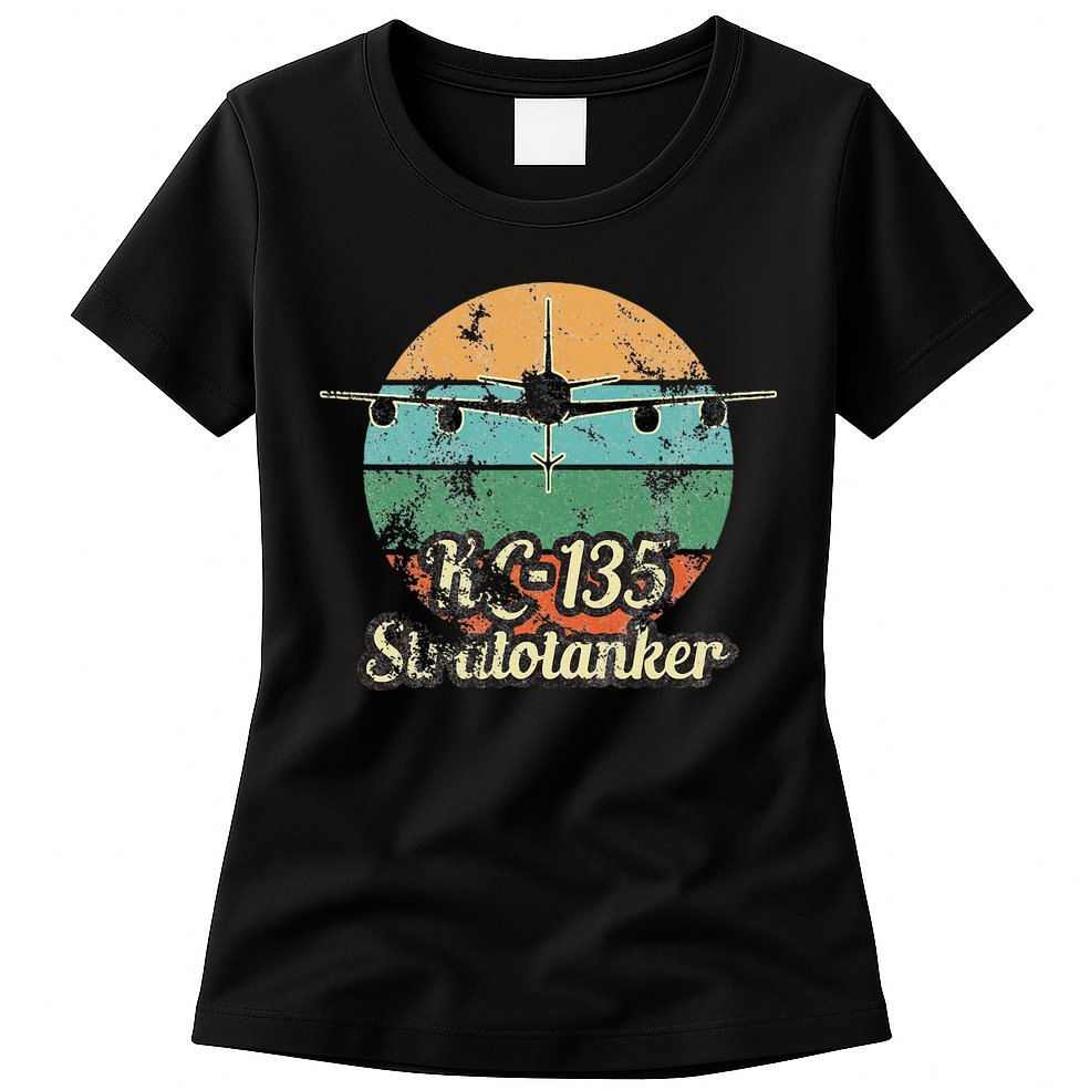 Kc135 Stratotanker Vintage Sunset Air Refueling Airplane Womens T-Shirt
