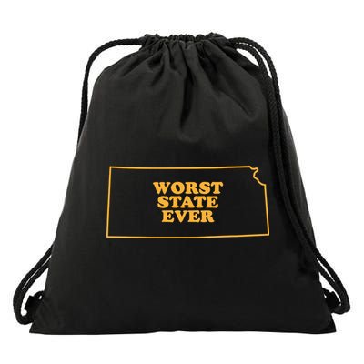 Kansas State Worst State Ever Drawstring Bag