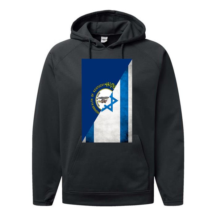 Kentucky Stands With Israeli Flag Kentucky Flag Performance Fleece Hoodie