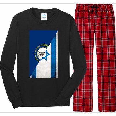 Kentucky Stands With Israeli Flag Kentucky Flag Long Sleeve Pajama Set