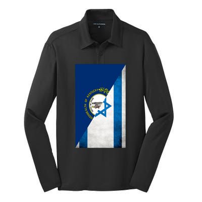 Kentucky Stands With Israeli Flag Kentucky Flag Silk Touch Performance Long Sleeve Polo