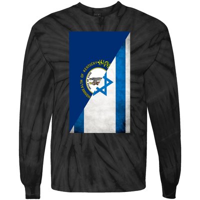 Kentucky Stands With Israeli Flag Kentucky Flag Tie-Dye Long Sleeve Shirt