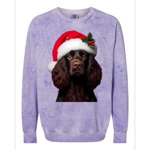 Kin Spaniel With Santa Hat Christmas Dog Owner Lover Mom Gift Colorblast Crewneck Sweatshirt