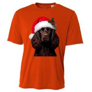 Kin Spaniel With Santa Hat Christmas Dog Owner Lover Mom Gift Cooling Performance Crew T-Shirt