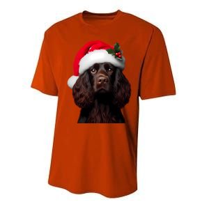 Kin Spaniel With Santa Hat Christmas Dog Owner Lover Mom Gift Performance Sprint T-Shirt