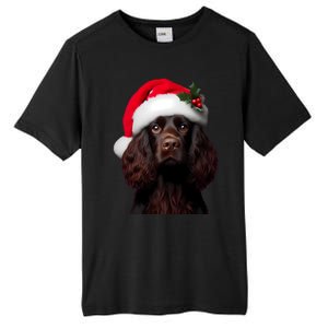 Kin Spaniel With Santa Hat Christmas Dog Owner Lover Mom Gift Tall Fusion ChromaSoft Performance T-Shirt