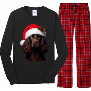 Kin Spaniel With Santa Hat Christmas Dog Owner Lover Mom Gift Long Sleeve Pajama Set